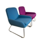 Une paire de fauteuils en laine des années 50 avec des pieds en métal – années 1970