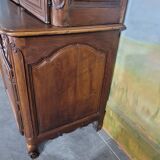 Louis XV period cherry wood sideboard with two glass panels