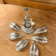 Silver metal caviar or ashtray service, Fleuron, Christofle, 60s