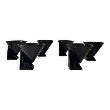 Black coffee cups designed by Pierre Casenove Studio Salins, Memphis style