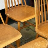 Ensemble de 4 chaises scandinaves à dossier fuseau
