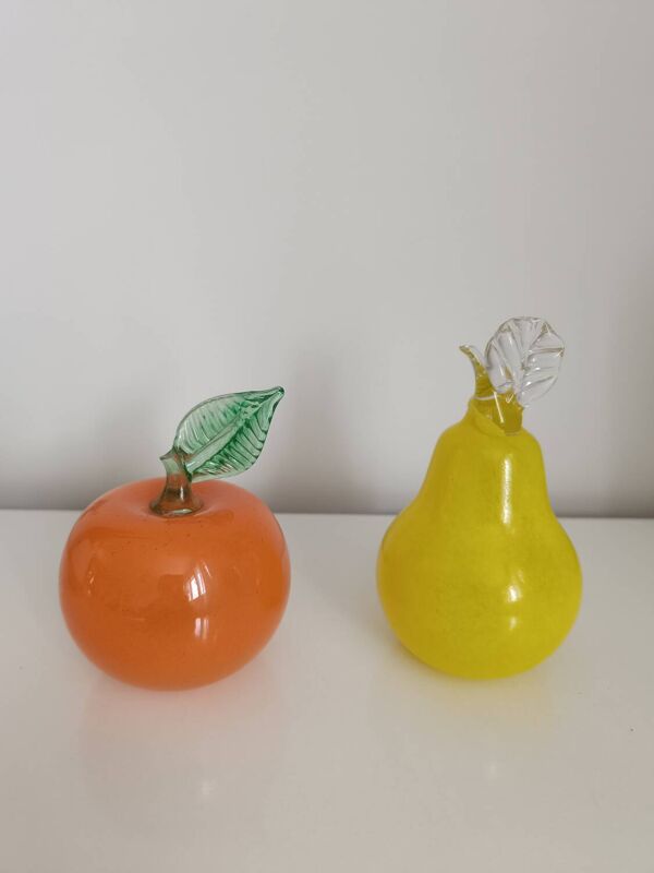 2 fruits en verre de Murano