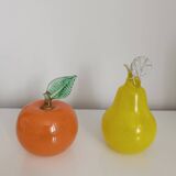 2 Murano glass fruits