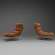 Impressive suede and chrome lounge chairs, France 1970s