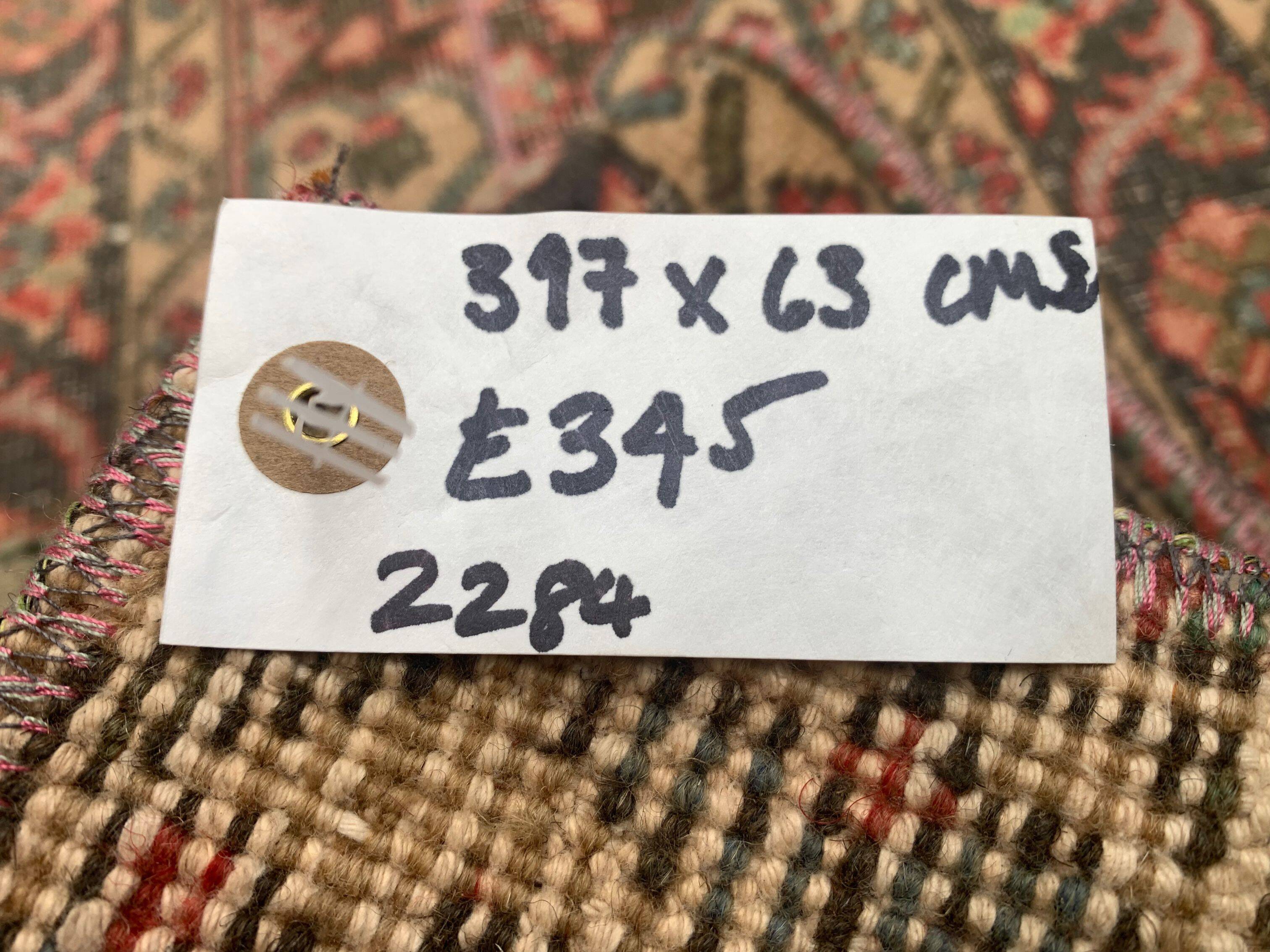 Distressed Turkish Narrow Runner 397x63 cm wool Vintage Tribal Rug