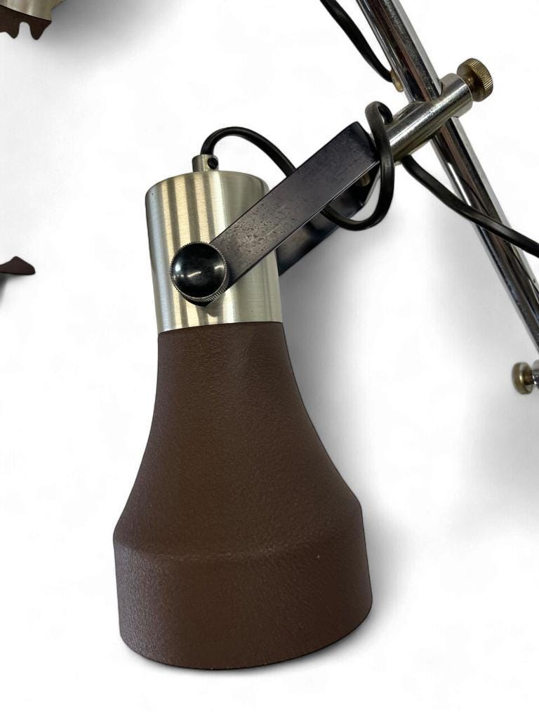 Vintage brown floor lamp with 3 spotlights