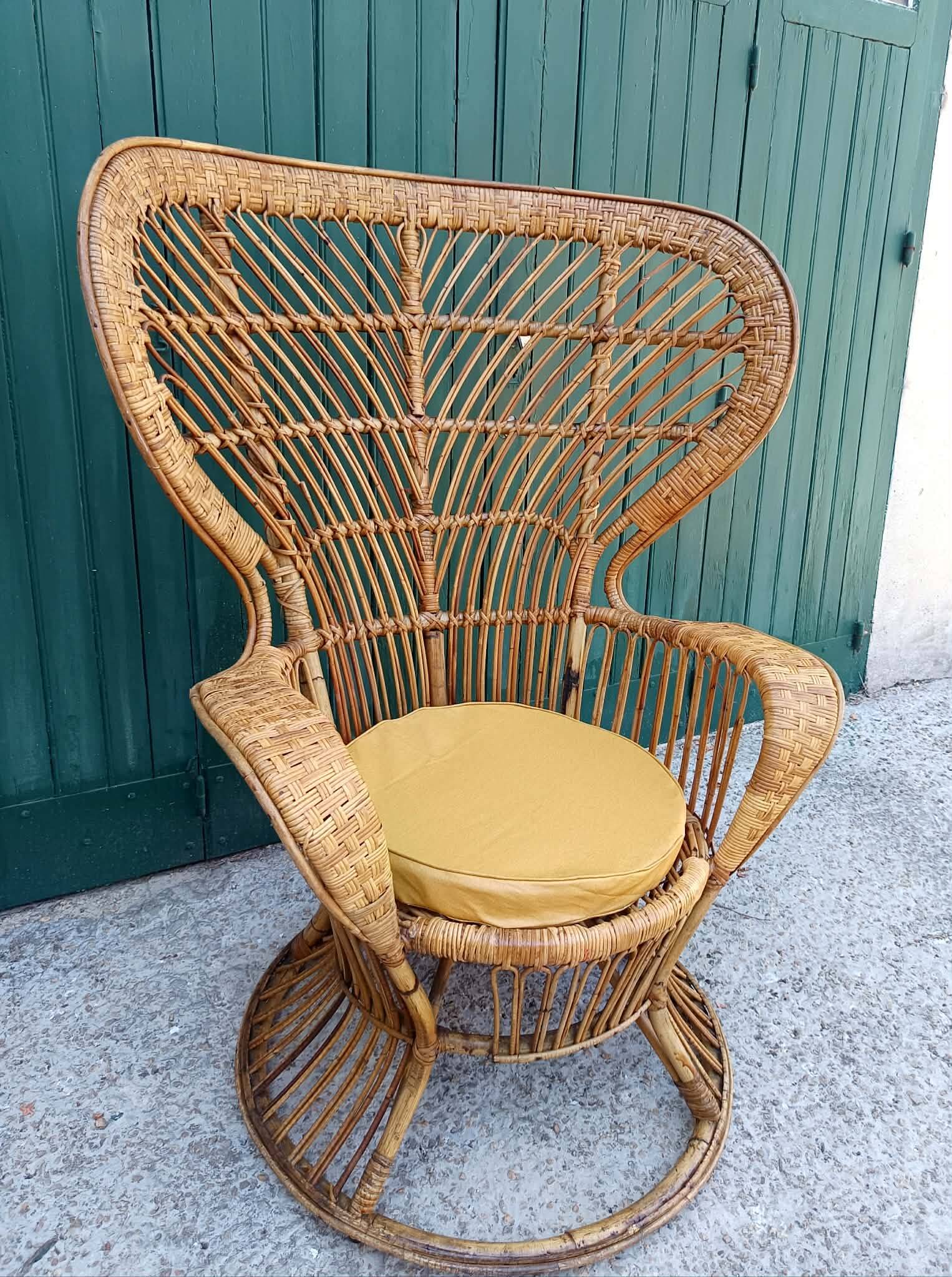 Fauteuil Emmanuelle en rotin par Gio Ponti, Italie 1960