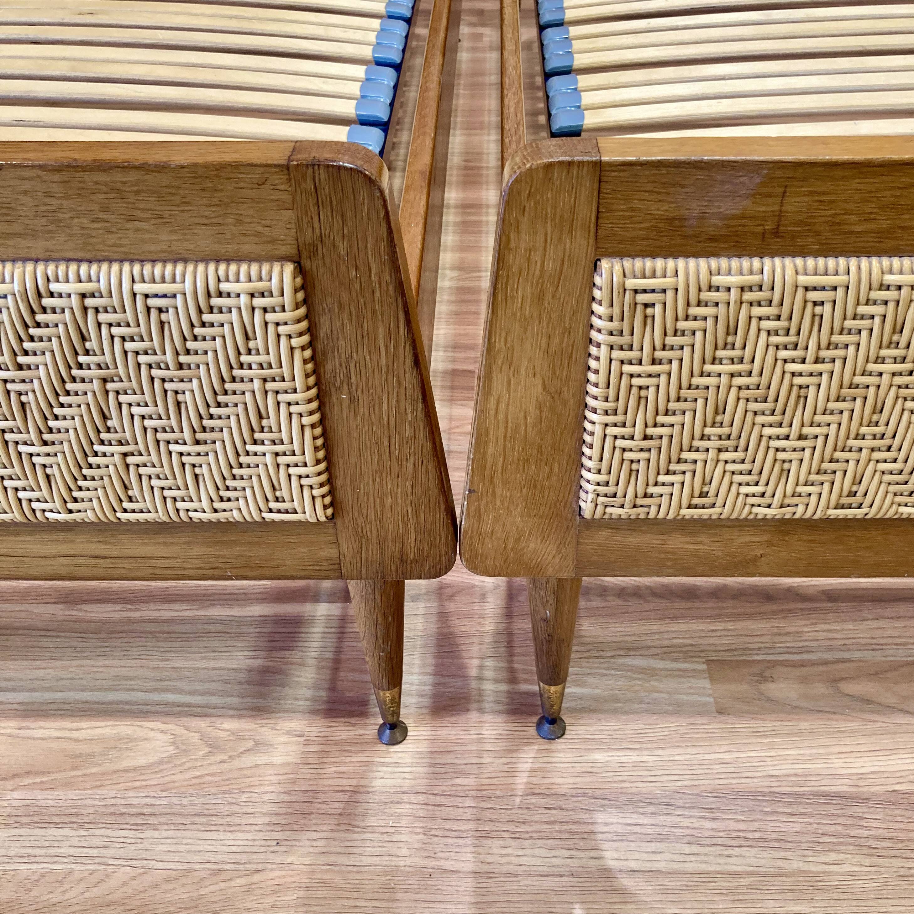 Paire de lits rotin design 1950