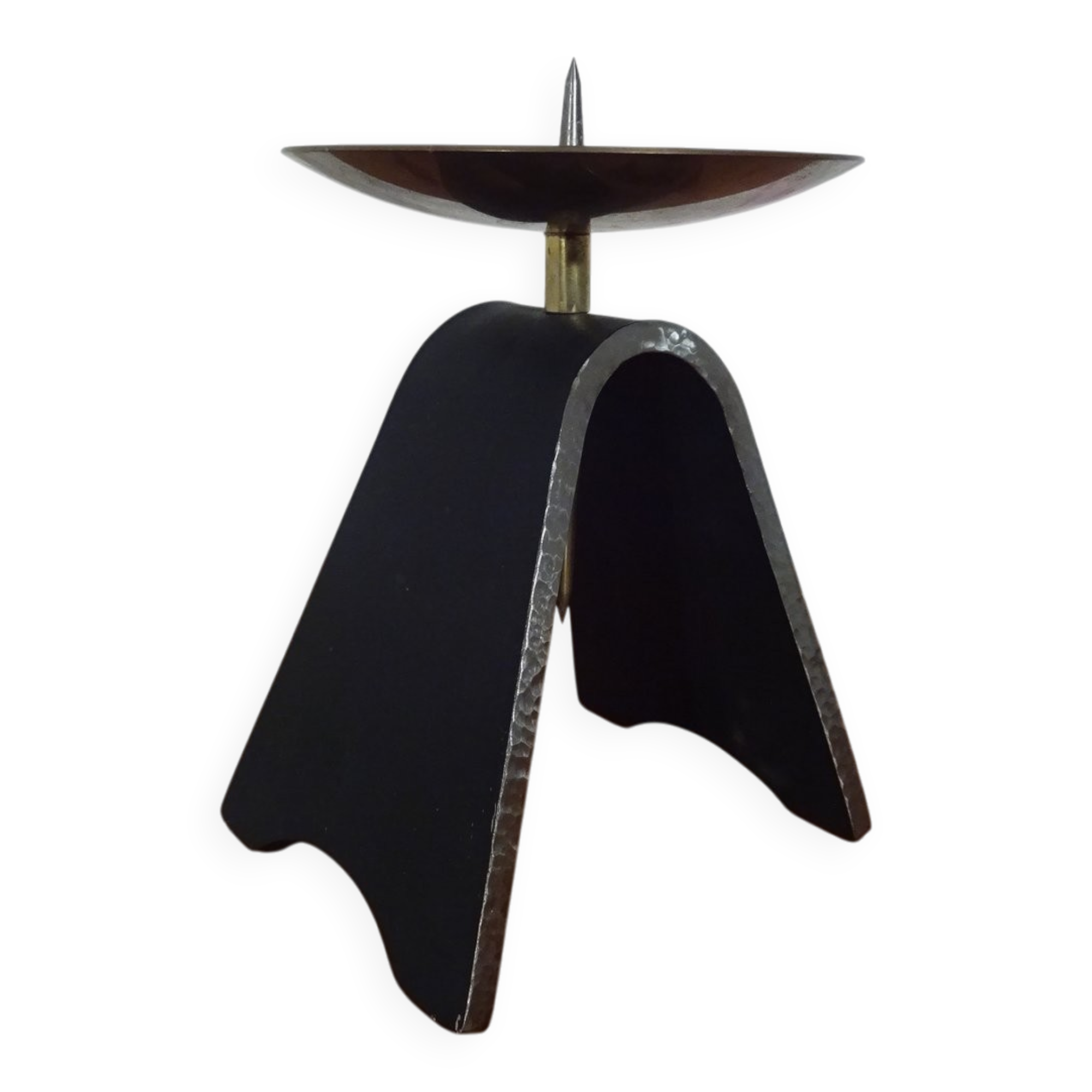 Brutalist Iron and Brass Candleholder, 1960s