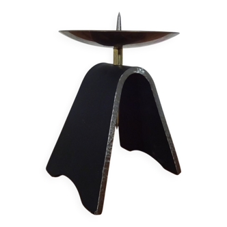 Brutalist Iron and Brass Candleholder, 1960s