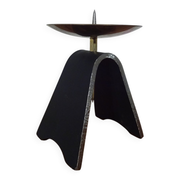 Brutalist Iron and Brass Candleholder, 1960s