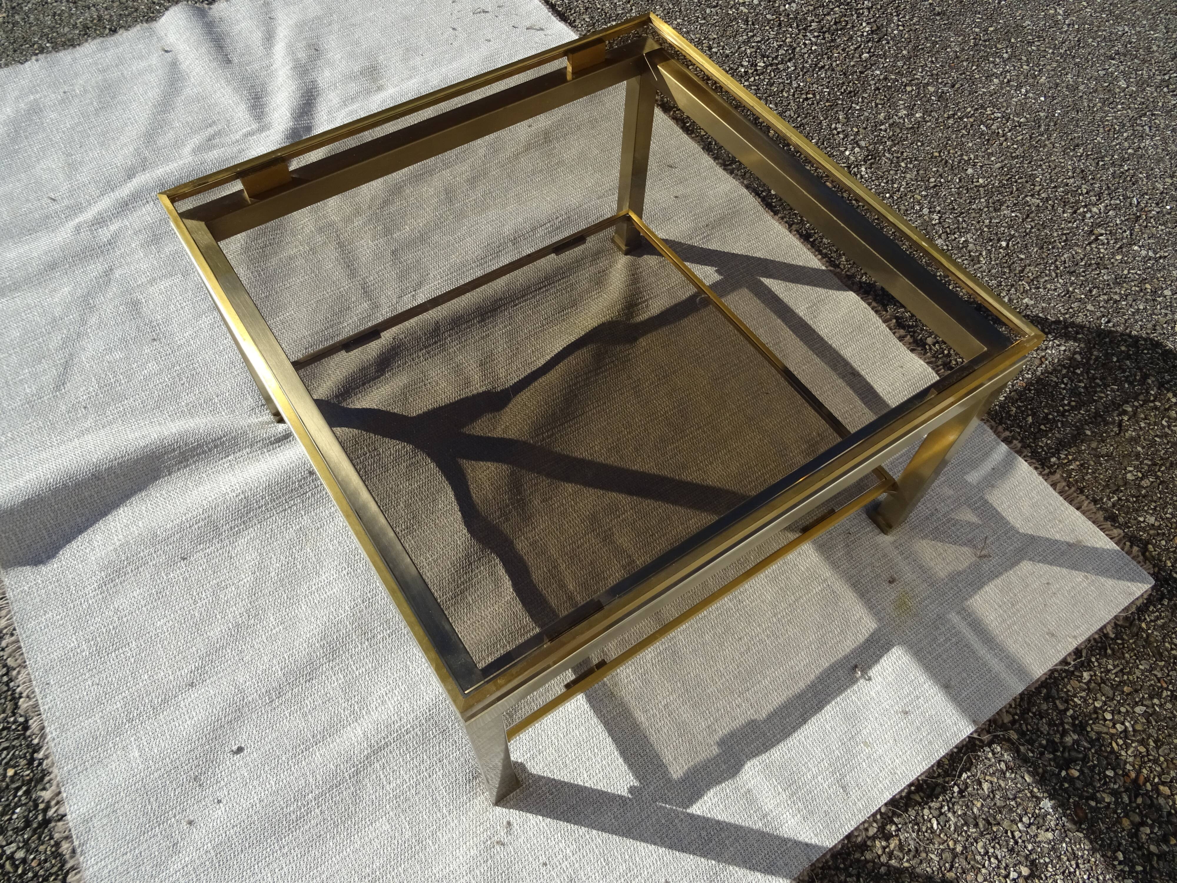 Table bout de canapé acier bicolore Guy Lefèvre Maison Jansen an 70
