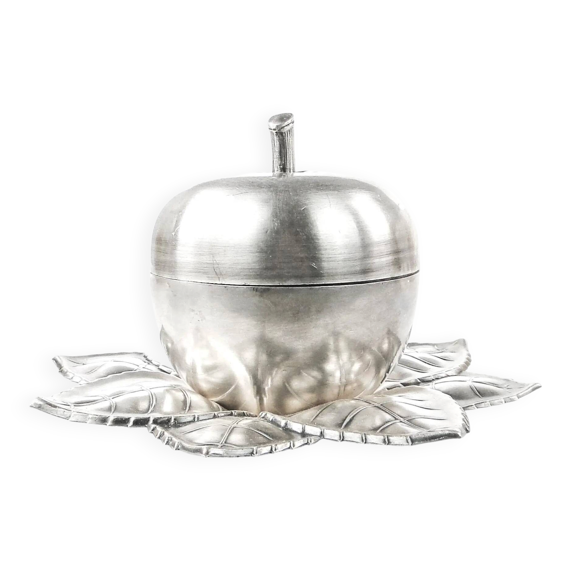 Art Deco sugar bowl, silver-plated brass, Hungary, 1950s