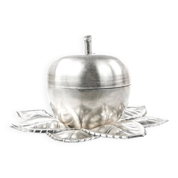 Art Deco sugar bowl, silver-plated brass, Hungary, 1950s
