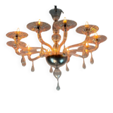 Venetian glass lustre in pink, in the style of Venini.