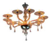 Venetian glass lustre in pink, in the style of Venini.