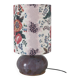 Recycled vintage lamp — handmade plum ceramic and antique floral lampshade