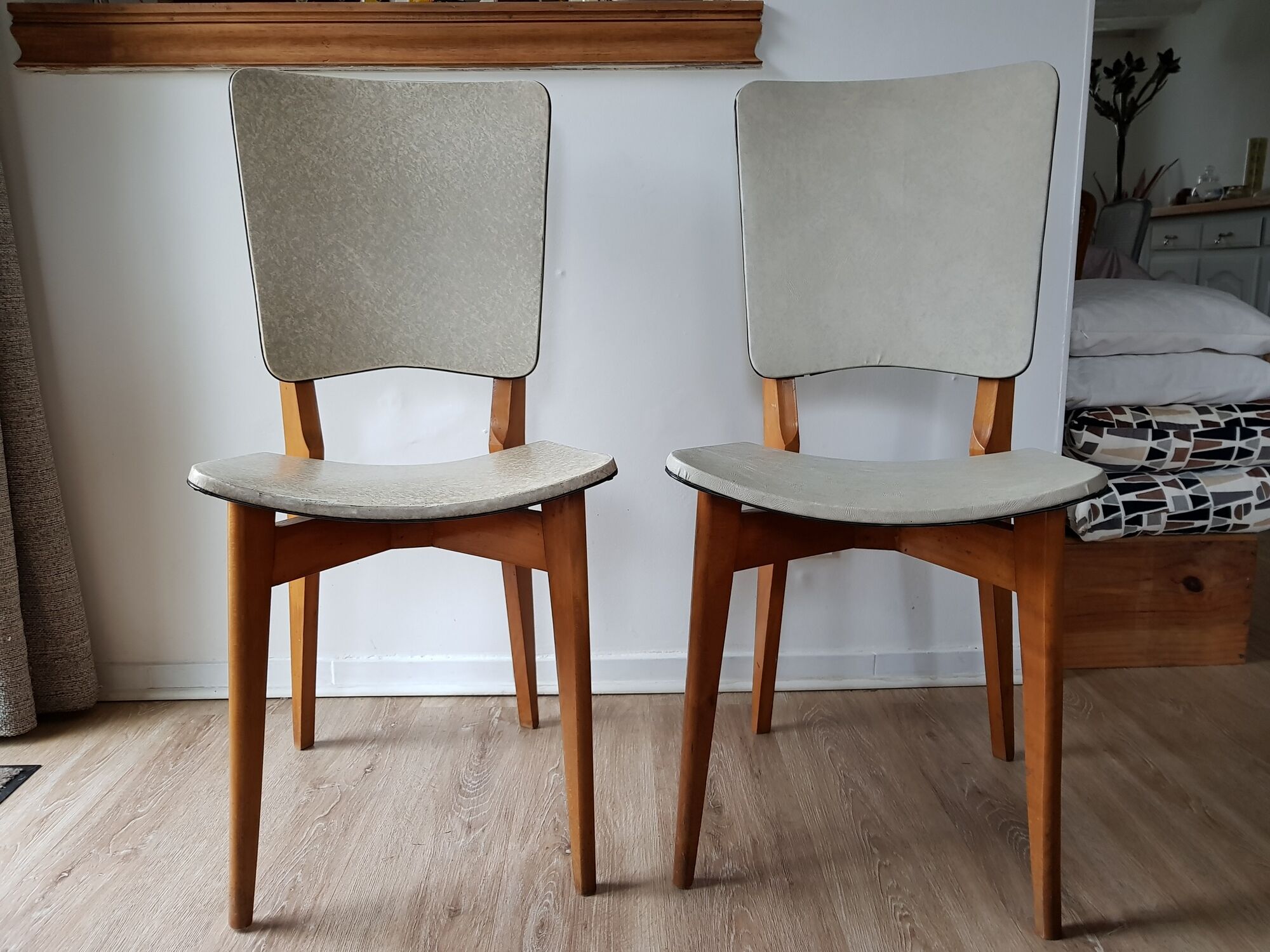 Pair of vintage Scandinavian-style skai chairs