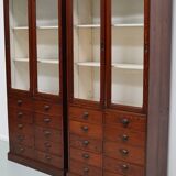Large Antique Belgian Pitch Pine Apothecary Shop Cabinet / Vitrine, ca 1900