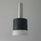 Danish Mid-century vintage hanging ceiling lamp classic lines, white opaline shade