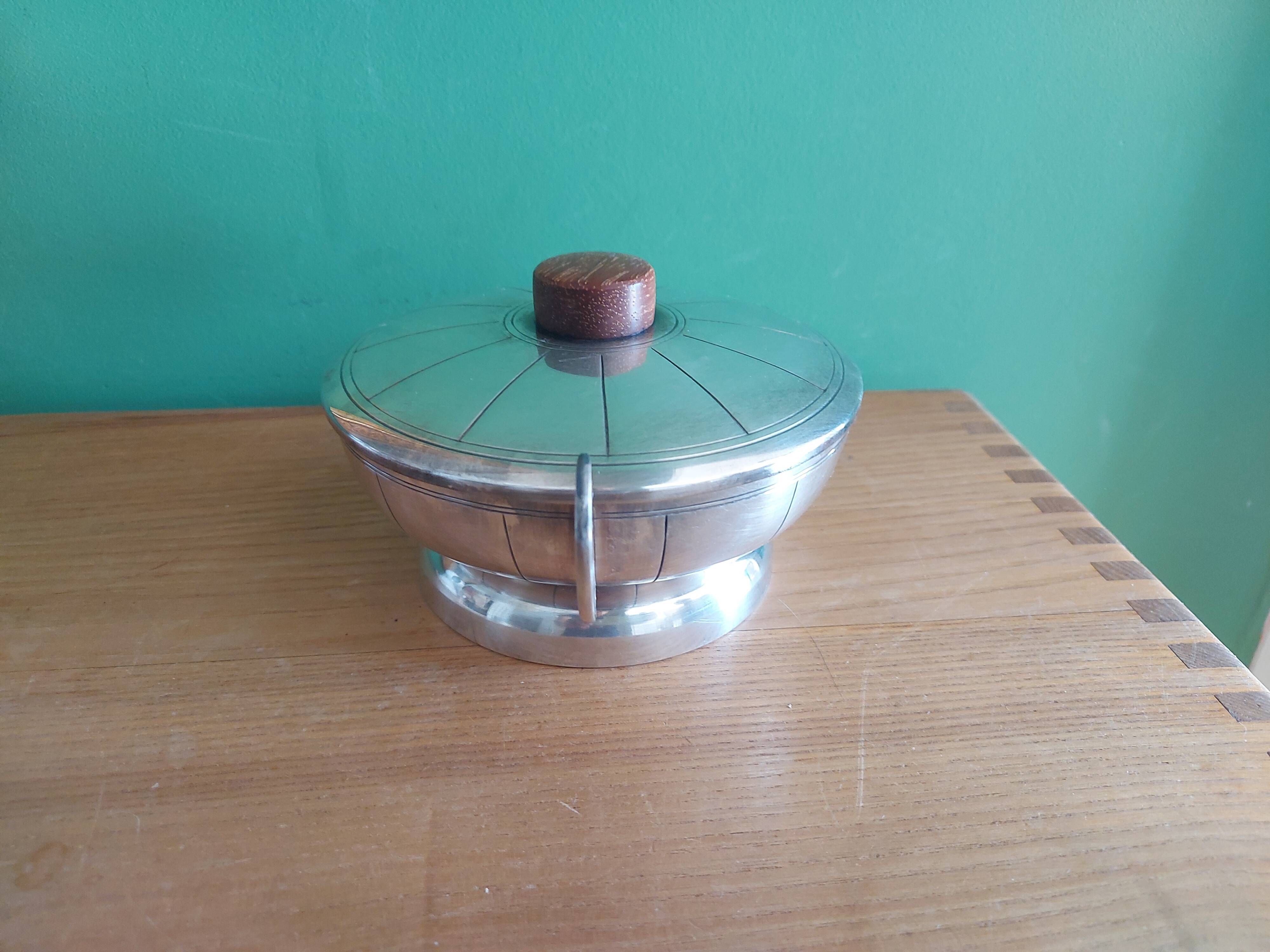 Art Deco sugar cream in silver metal