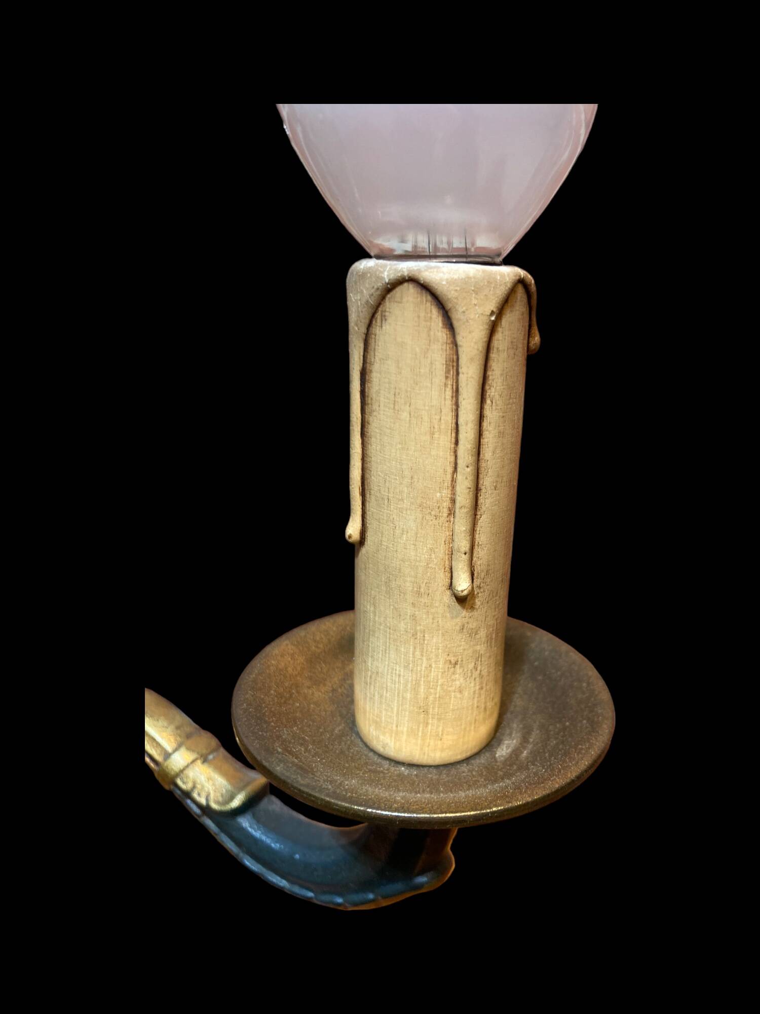 Bouillotte lamp without shade in black and gold metal