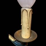 Bouillotte lamp without shade in black and gold metal