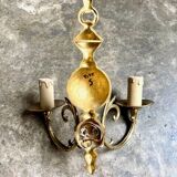 2 appliques murales 2 feux en laiton doré