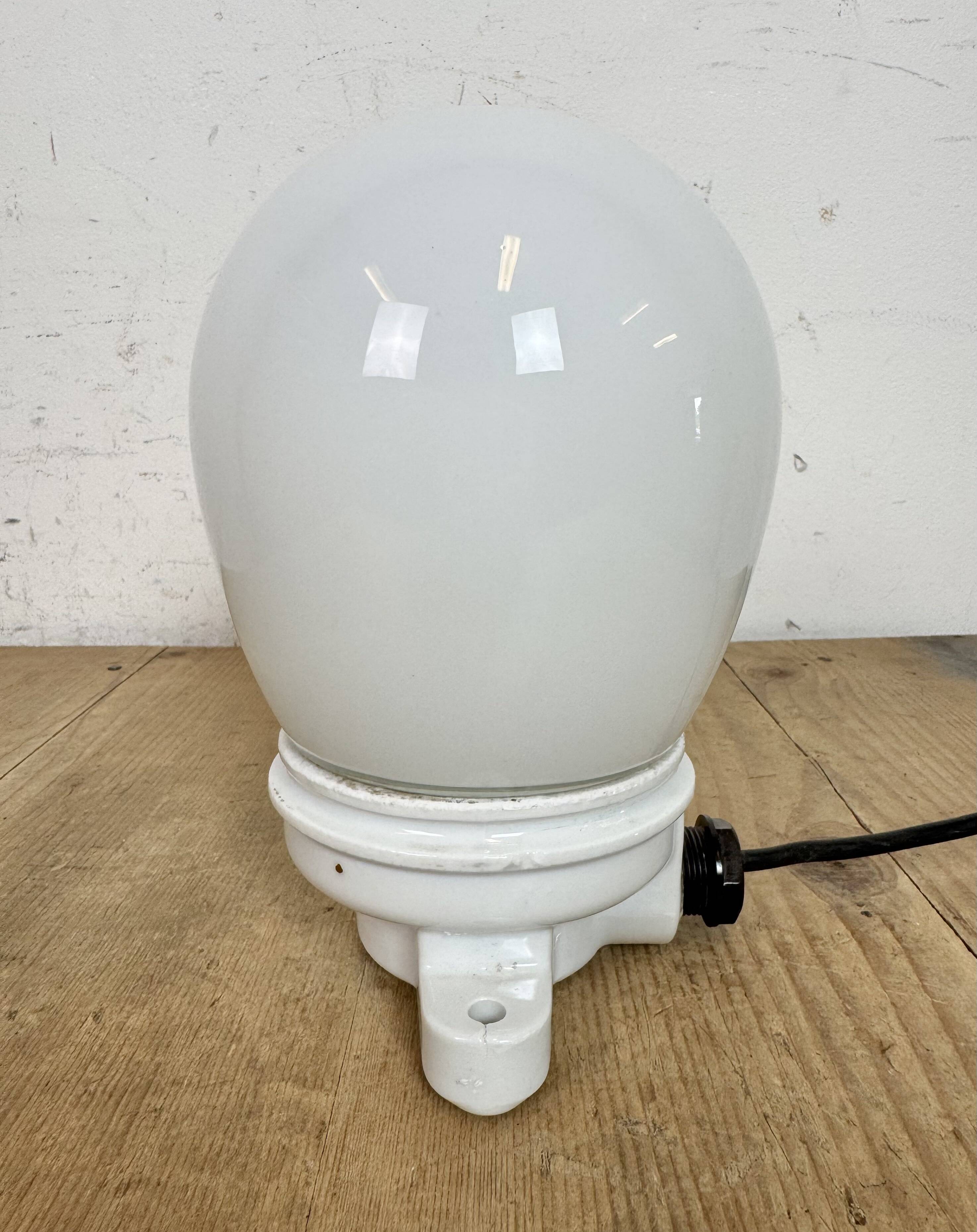 Vintage Porcelain Ceiling Light with Milk Glass , 1950s