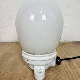 Vintage Porcelain Ceiling Light with Milk Glass , 1950s