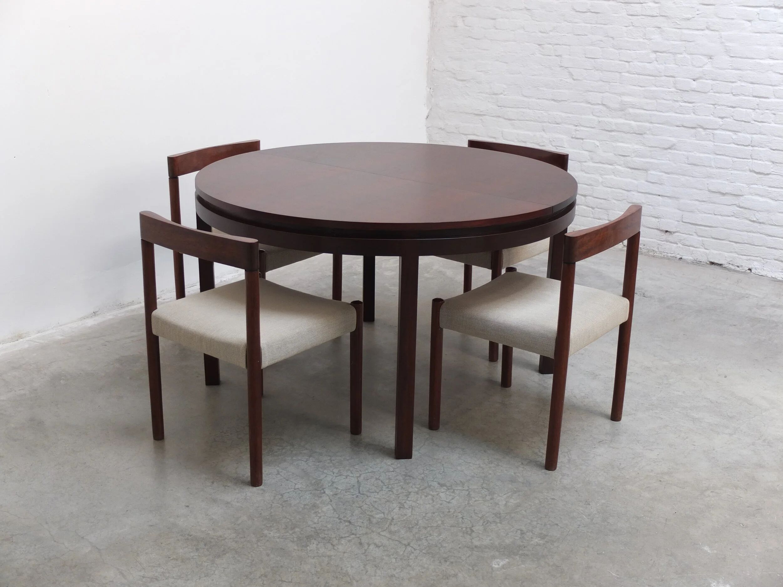 Round to oval extendable dining set by Alfred Hendrickx for Belform, 1960s