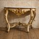 Louis XV style console – Cream and gold lacquered wood – Marble top