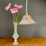 Vintage lampshade pendant lamp in white and gold granite glass