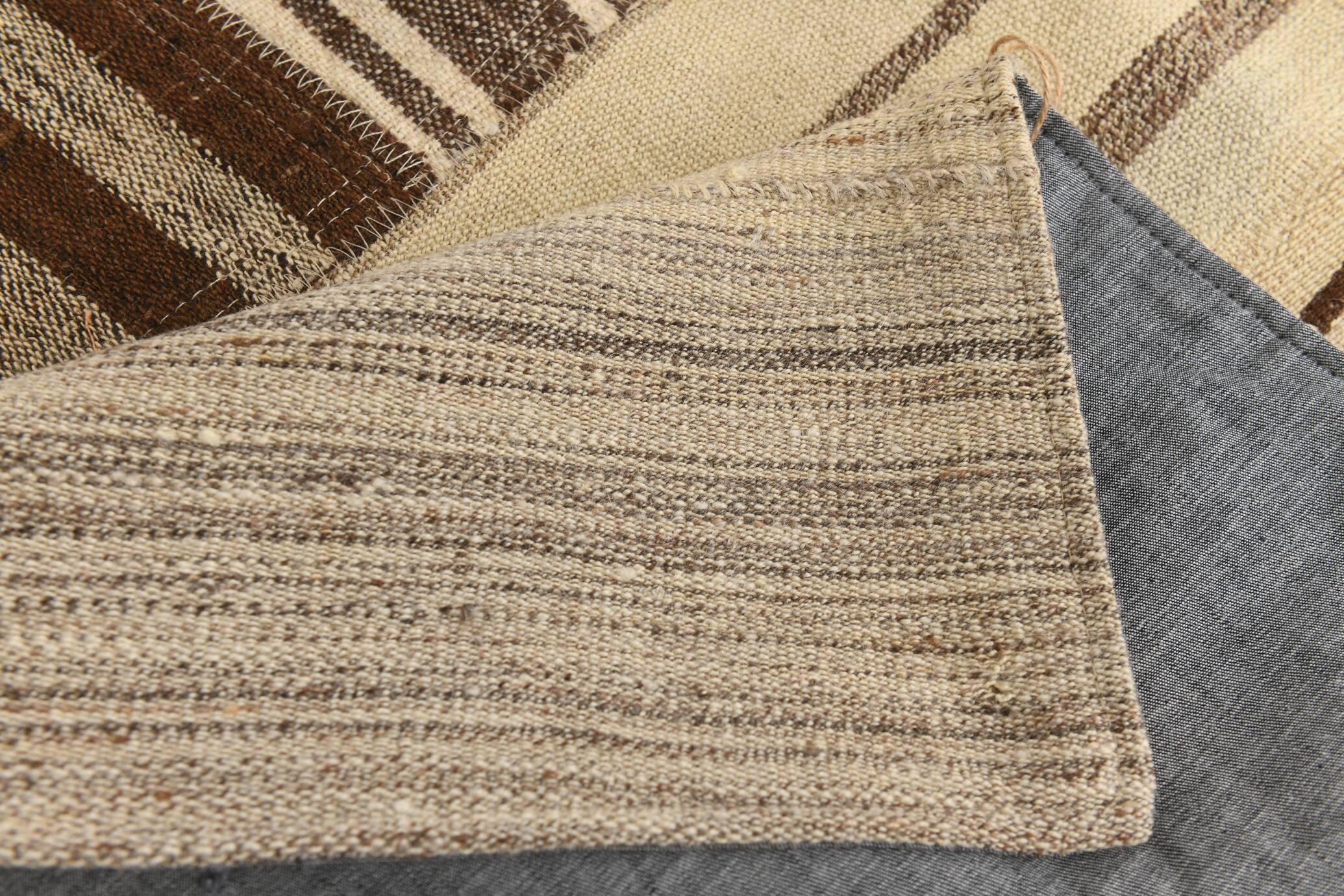 5x8 Cream & Beige Mid Century Modern Kilim Rug, 167x234Cm