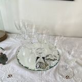6 antique engraved glasses for wine or water.