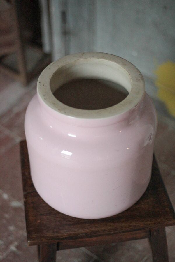 Pot porcelaine XL, jarre porcelaine rose,vase, rangement, déco