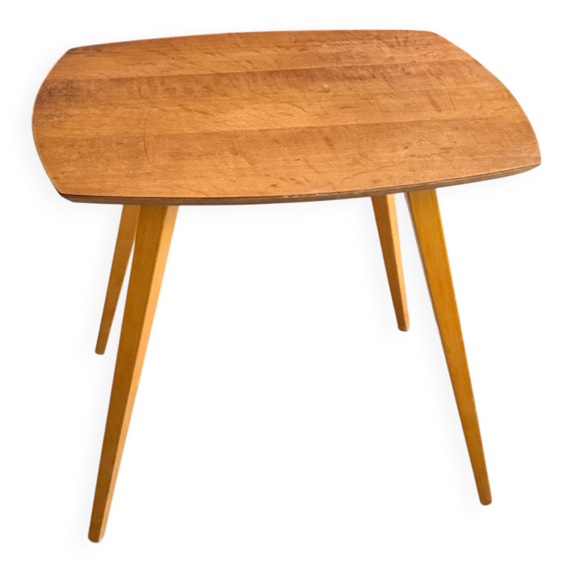 Table d'appoint vintage en bois et pieds compas