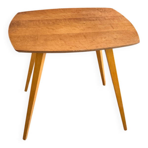 Table d'appoint vintage en bois et pieds compas