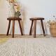Pair of tripod wooden stools - brutalist look