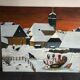 Oil on canvas mountain landscape and snow