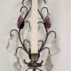 Metal wall candle holder with glass tassels