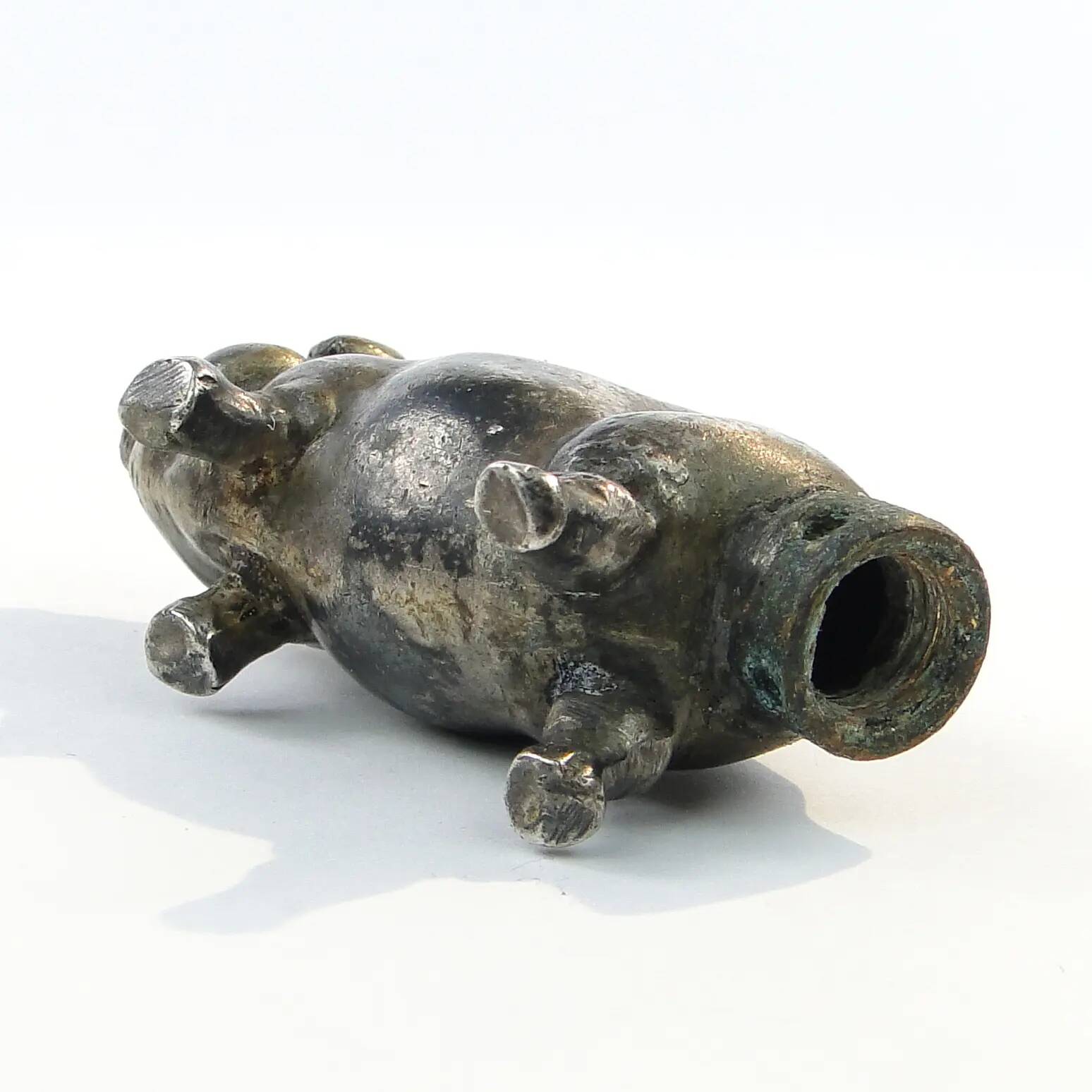 Figurative salt shaker, silver-plated brass, Germany, 19th century