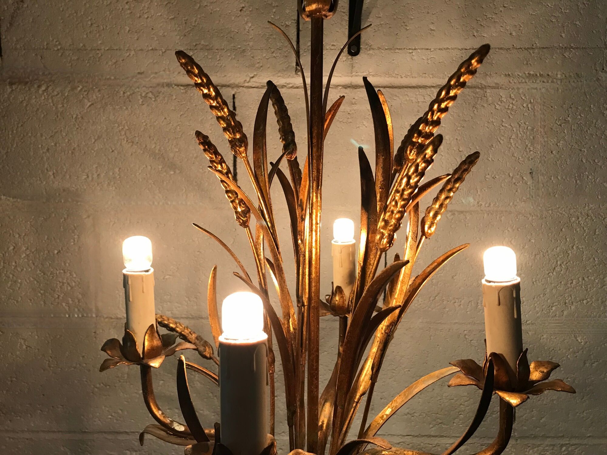 Chandelier ears of wheat in gilded metal, circa 1960