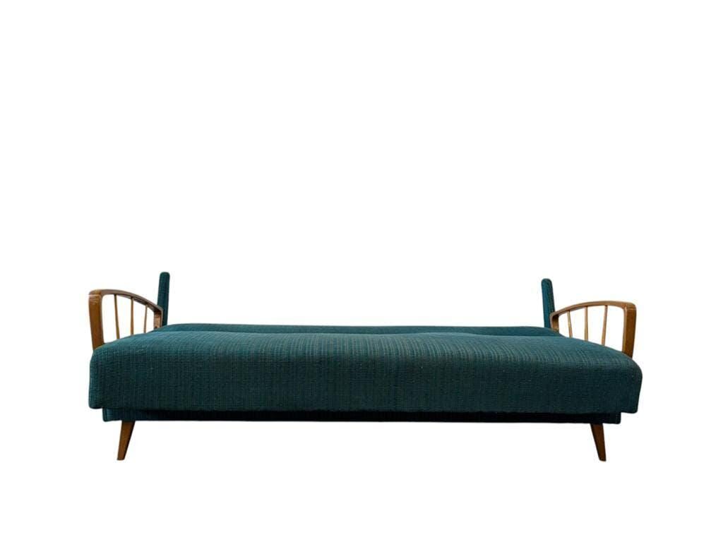 Vintage blue/green fabric sofa bed