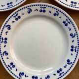 Vintage dessert plates with blue cherry pattern