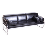 Canapé Bauhaus en acier chromé et cuir par Robert Slezák, tchèque, années 1930