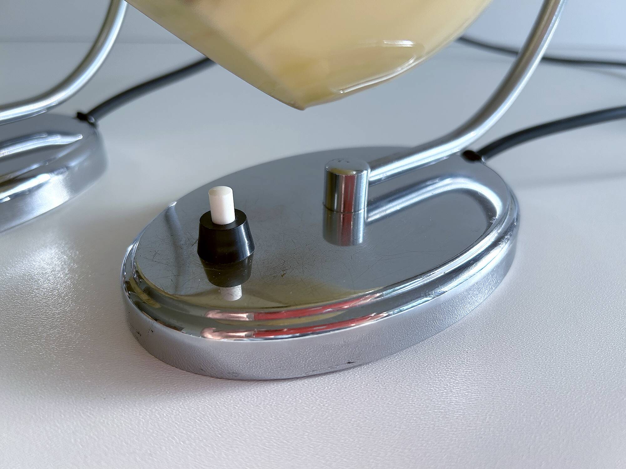 Pair of art deco lamps, chrome glass