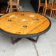 Large industrial coffee table metal and wood drum