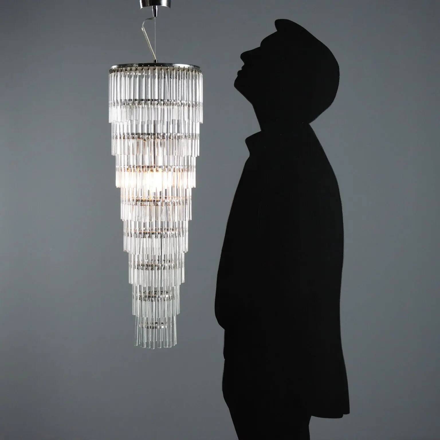 Vintage transparent glass pendant, Italian design, 1990s.