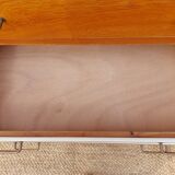 Vintage wooden chest of drawers, white braid